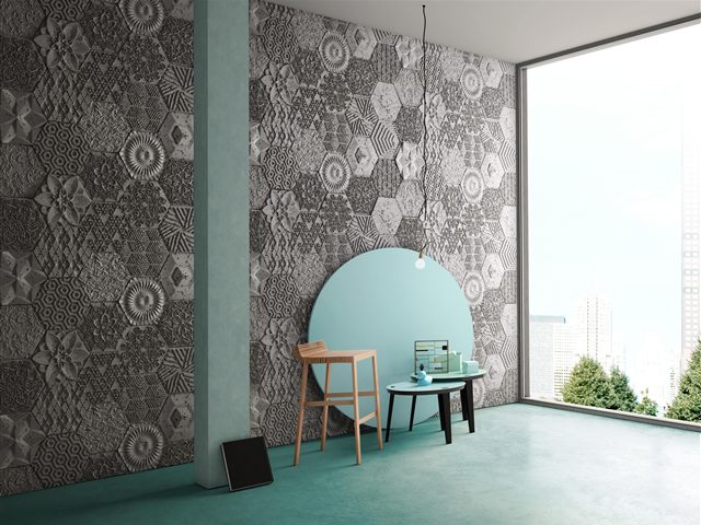 Raum mit Cement Hexagonal